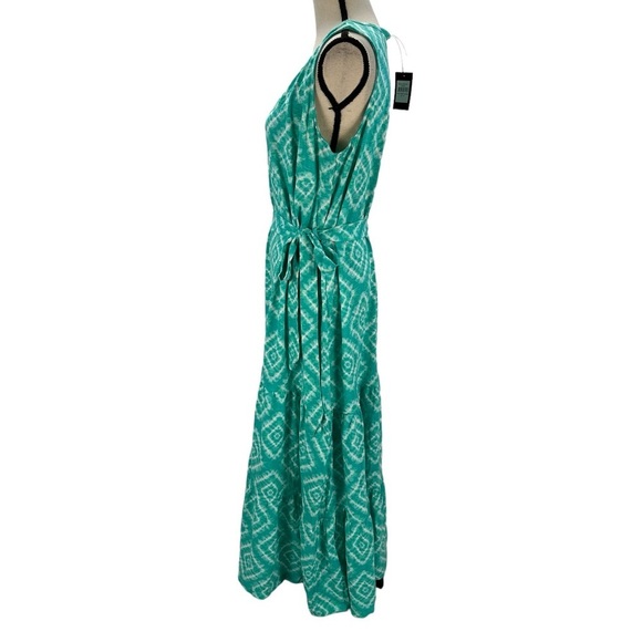 Avenue Sleeveless Tiered Diamond Print Annie Maxi Dress - Green - size 18 - Picture 5 of 12